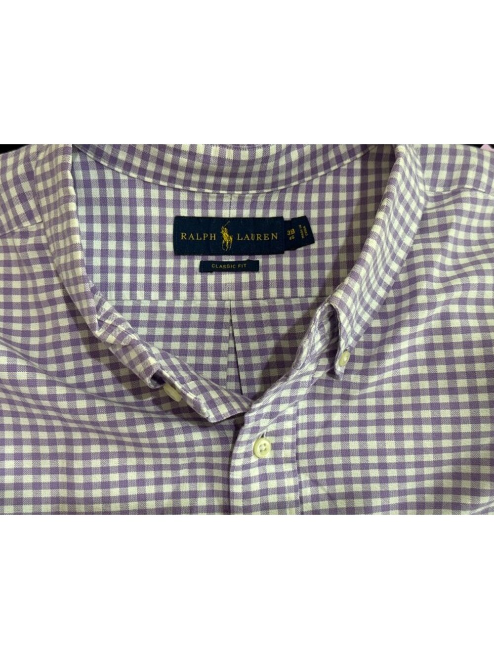 Ralph Lauren Blue Label Mens Size 3XB Purple White Gingham Plaid Classic Fit
